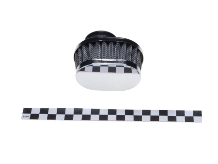 Zračni filter športni WM majhen nizek z ravnim priključkom premera 30mm kromiran