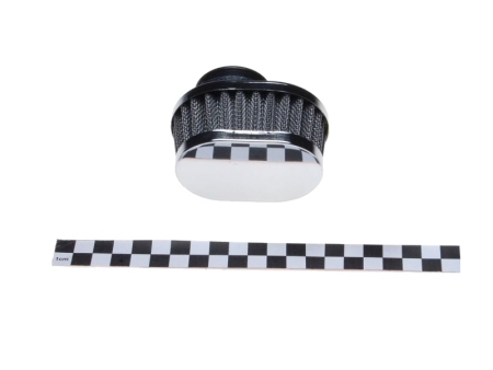 Zračni filter športni WM majhen nizek z ravnim priključkom premera 38mm kromiran