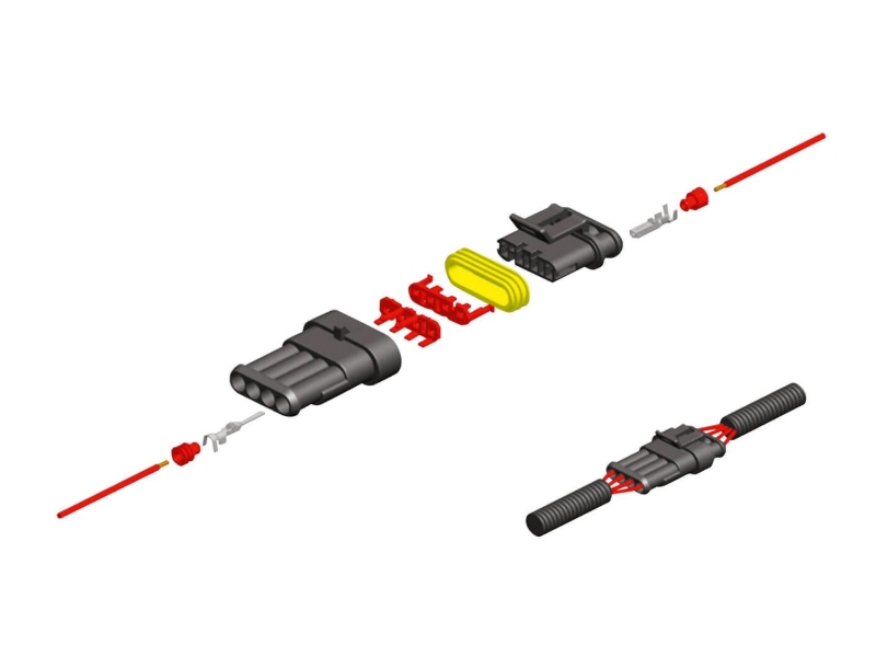 Konektor komplet (ohišja, zapirala, kontakti in tesnila) Vicma 0,85/1,25mm2, 10A 3-pin