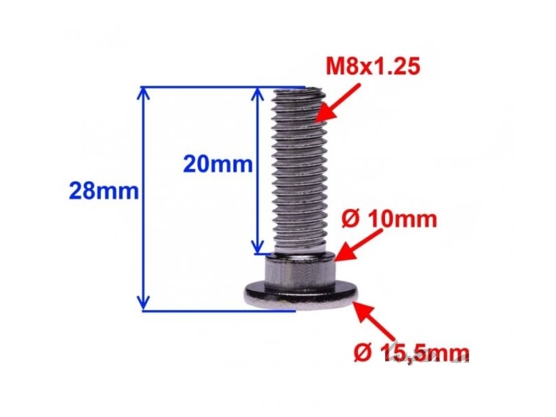 Vijak zavornega koluta (diska) WM M8x1,25 imbus 6mm
