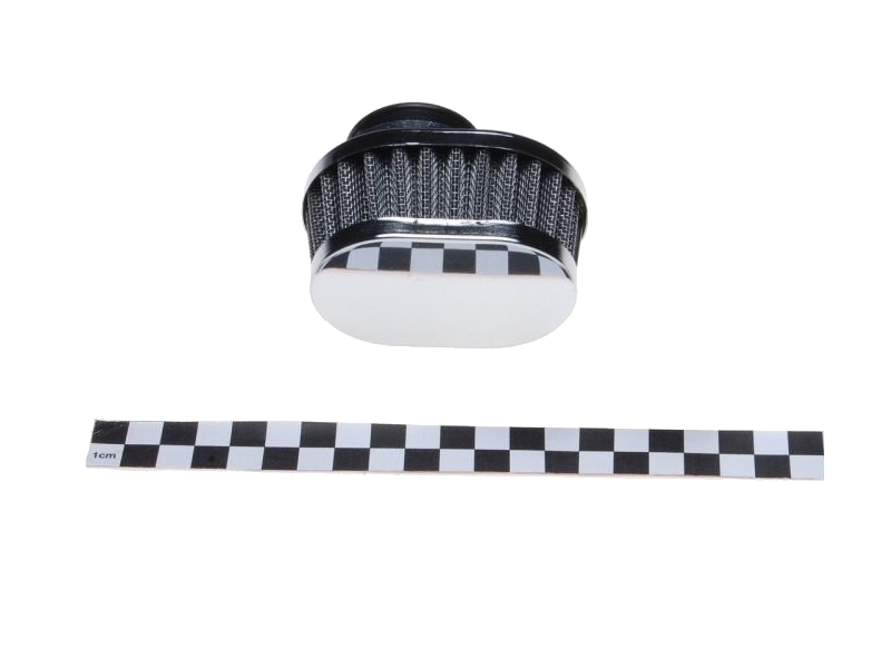 Zračni filter športni WM majhen nizek z ravnim priključkom premera 35mm kromiran