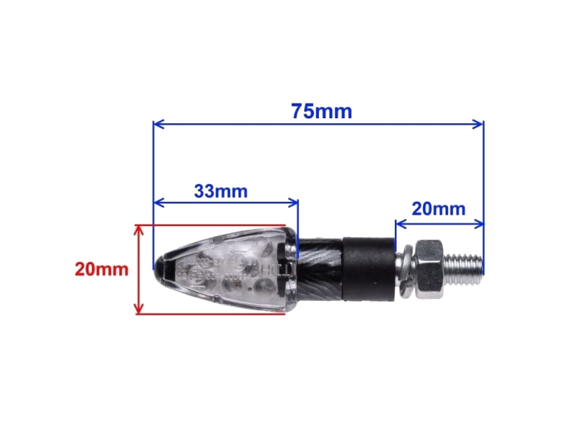 Led smernik WM karbon s prozornim steklom 12V 1W E8