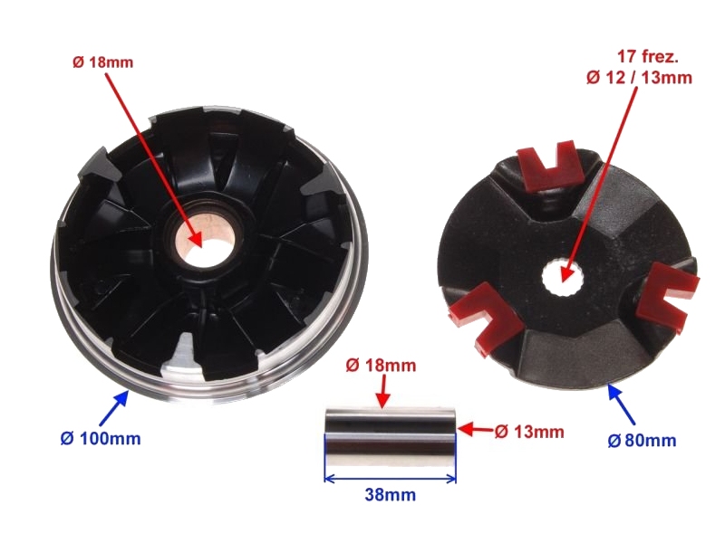 Variomat (variator) set WM Yamaha Jog 50ccm Tuning, višina 28mm, 6g, 7g, 8g
