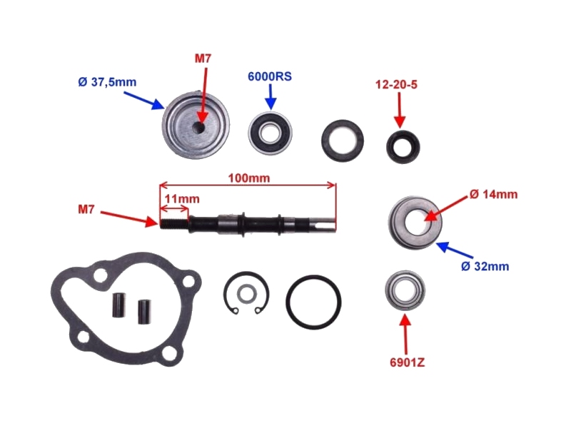 Set za obnovo vodne črpalke WM Honda Foresight l.98, Kymco Dink