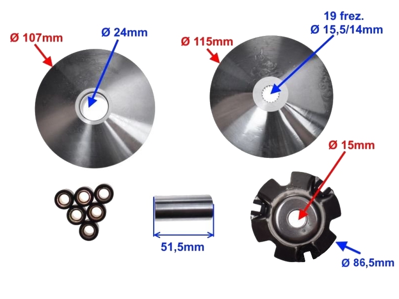 Variomat (variator) z veternico (ventilatorjem, jermenico) WM 125ccm GY6 CHINA 4T